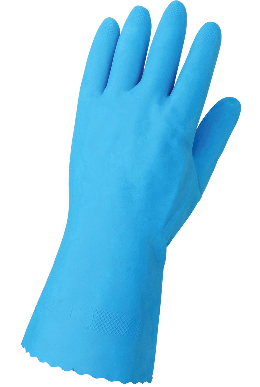 FrogWear® Blue Flock-Lined 18-Mil Rubber Latex Unsupported Gloves with Diamond Pattern Grip - 140FB