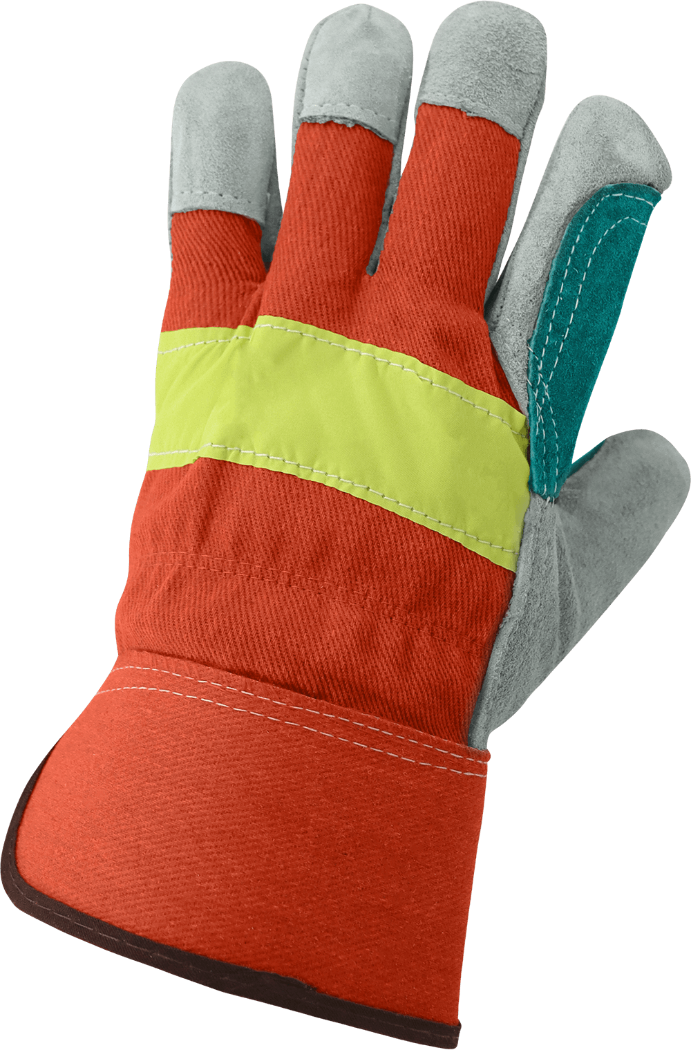 Economy High-Visibility Split Cowhide Leather Double Palm Gloves - 2300HVDP