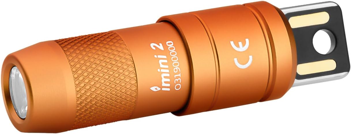 OLIGHT IMINI 2 EDC Rechargeable Keychain Flashlight, 50 Lumens Compact and Portable Mini Light, Tiny LED Keyring Lights with Built-in Battery Ideal for Everyday Carry and Emergencies (Orange) - TS046