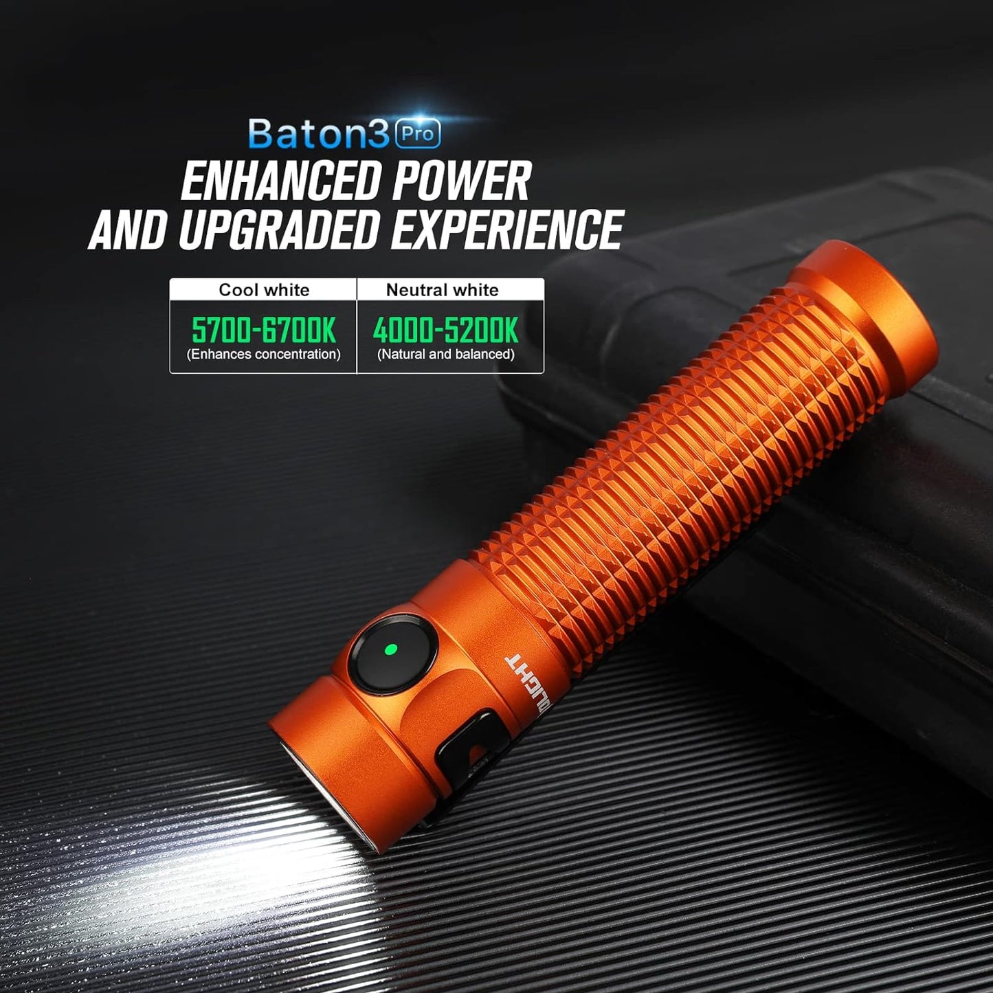 OLIGHT Baton3 Pro 1500 Lumens EDC Rechargeable Flashlights with MCC3, Compact Pocket Flashlight with L-Shape Stand and High Performance LED for Camping and Emergency(Cool White Light: 5700~6700K) - TS070