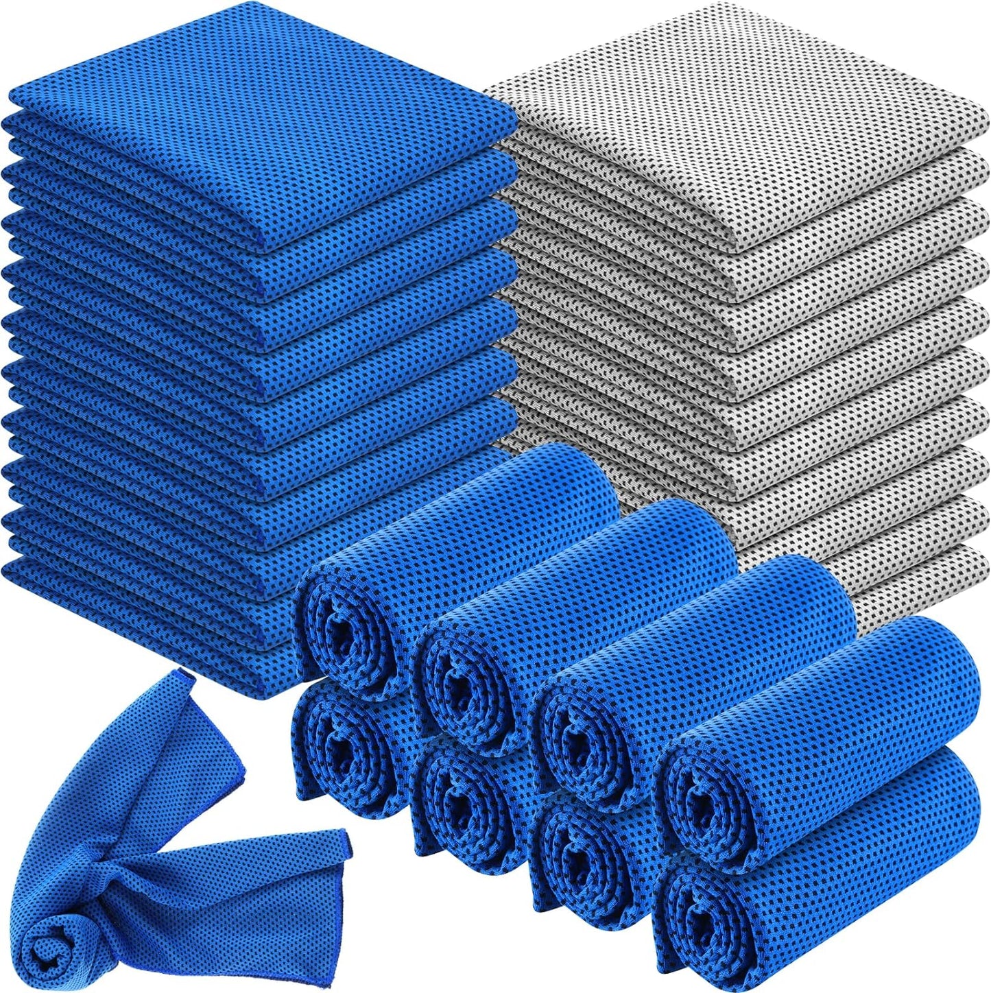 Cooling Towels 40 x 12 Inch Ice Towel Microfiber Sports Towel Cooling Towels for Neck Face, Breathable Chilly Towel (Royal Blue, or Light Gray) TS058