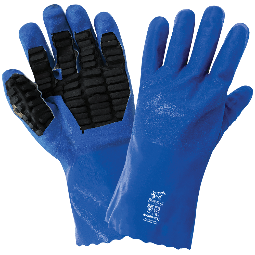 FrogWear® Anti-Vibration Nitrile Chemical Handling Gloves with an Anti-Shock/Vibration Dampening Palm - AV805