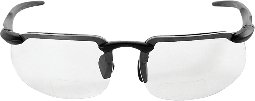 Swordfish® Clear 2.0 Diopter Bifocal Reader Style Lens, Matte Black Frame Safety Glasses - BH106120