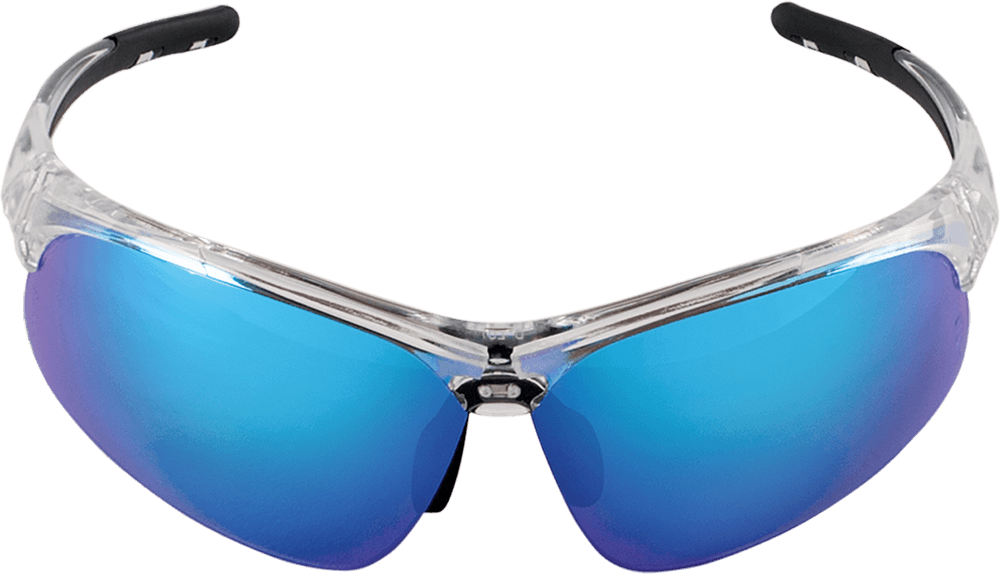 Wahoo® Blue Mirror Lens, Crystal Clear Frame Safety Glasses
