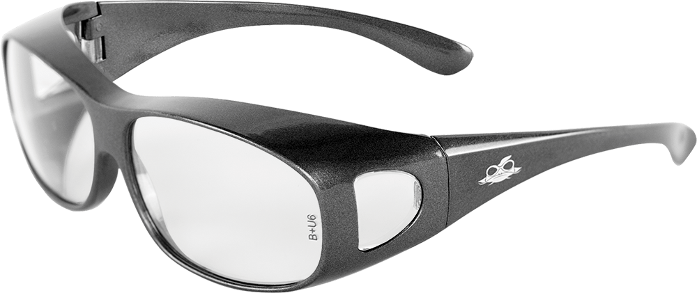 Over-the-Glass Clear Lens, Shiny Pearl Gray Frame Safety Glasses - BH291