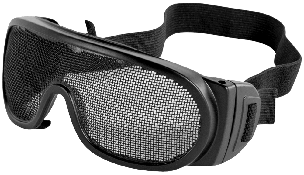 Wire Mesh Lens, Matte Black Frame Safety Goggles
