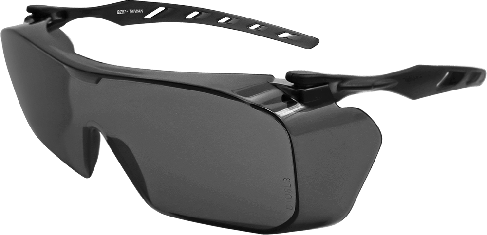 Over-The-Glass Smoke Lens, Frosted Gray Frame Visitor Specs Safety Glasses - BH3133