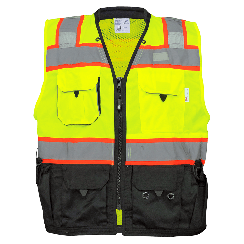 FrogWear® HV Premium High-Visibility Polyester Surveyors Safety Vest - GLO-099