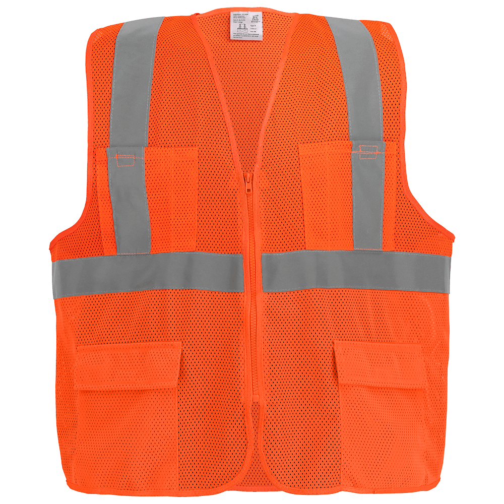 FrogWear® HV High-Visibility Orange Lightweight Mesh Safety Vest - GLO-270