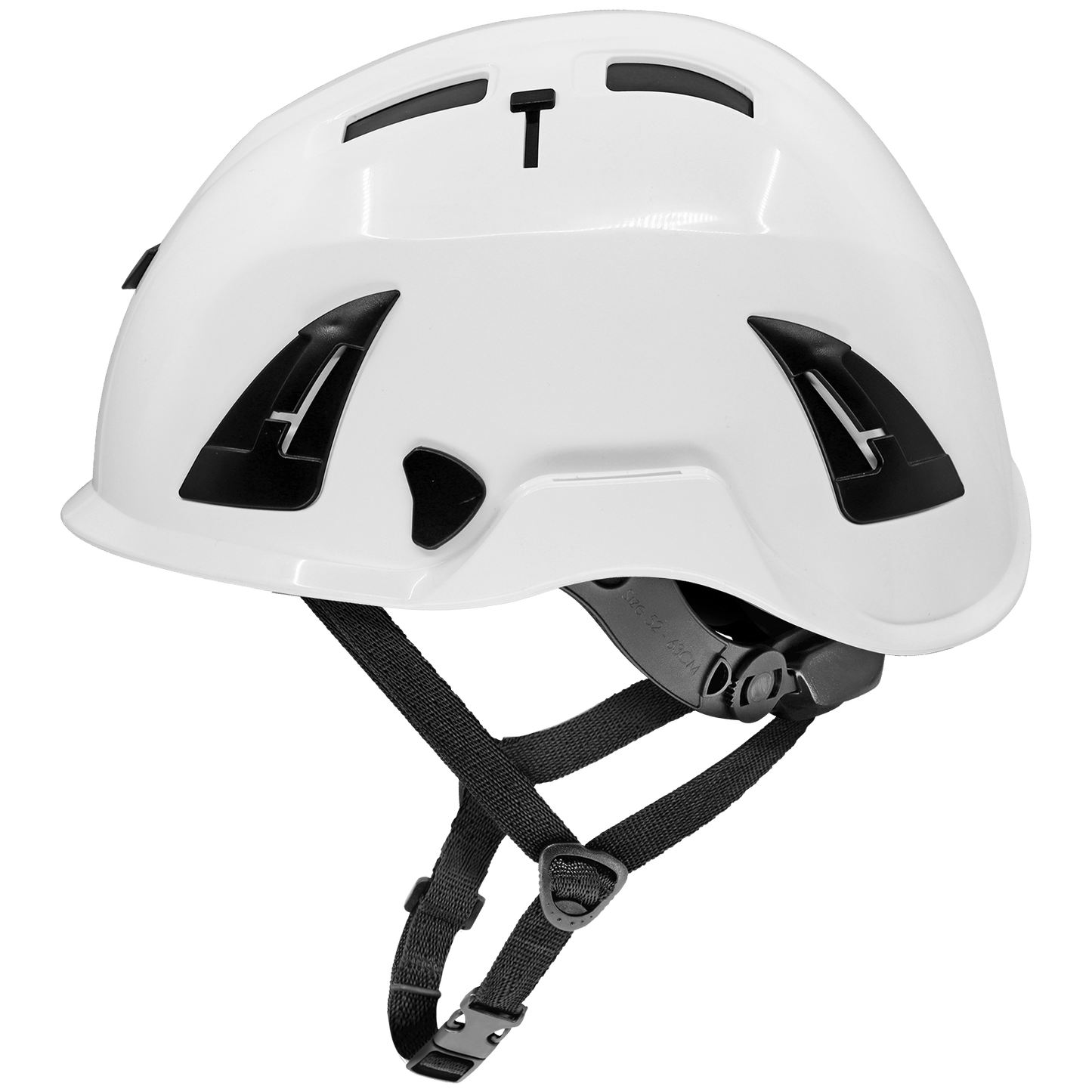 Bullhead Safety™ Head Protection White Type 2 Climbing Style Protective Helmet with Optional Venting, a Four-Point Chin Strap, and a Ratchet Suspension - HH-CH2-W