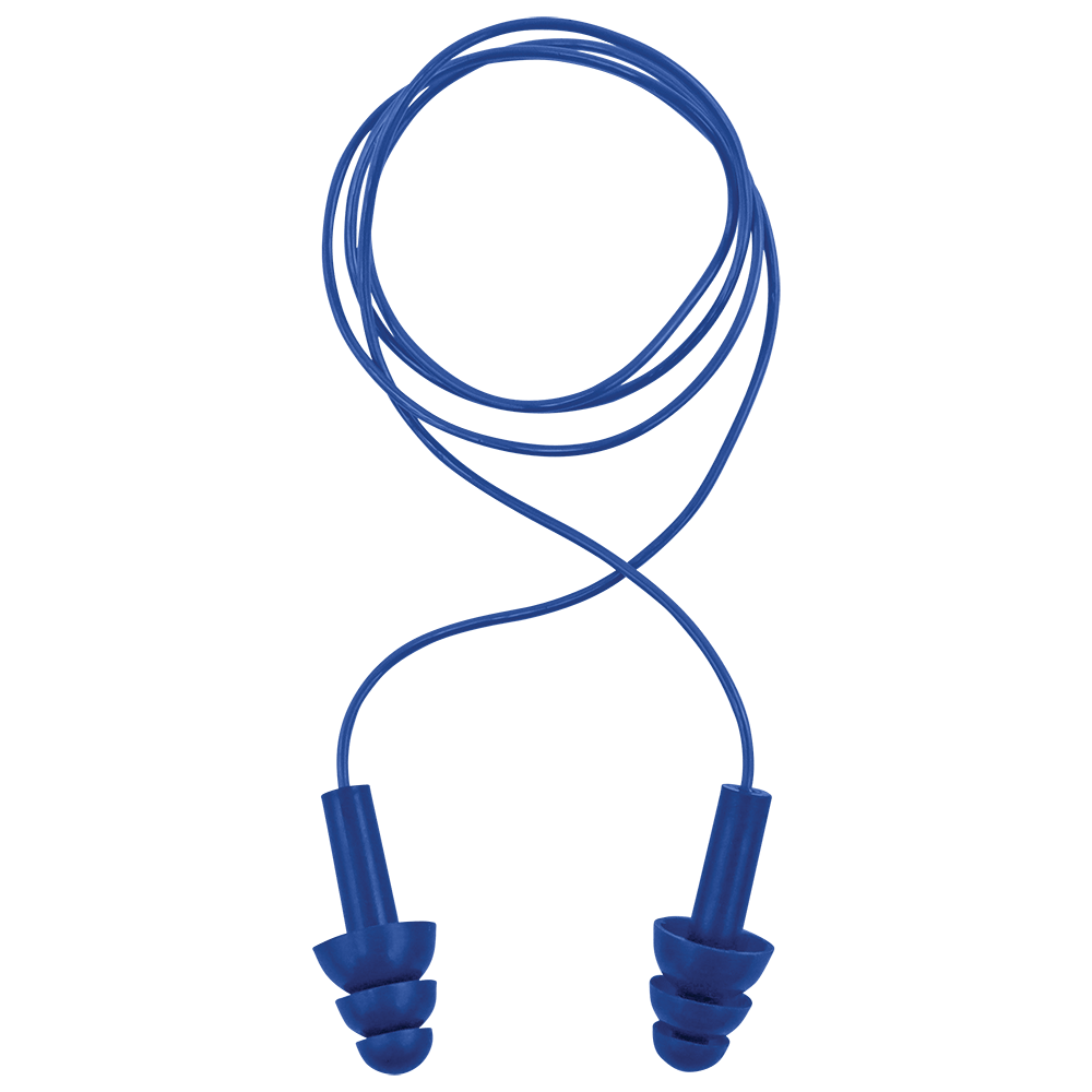 Individual Bullhead Safety® Hearing Protection Corded Metal Detectable Reusable Silicone NRR 26 dB Earplugs - HP-S31