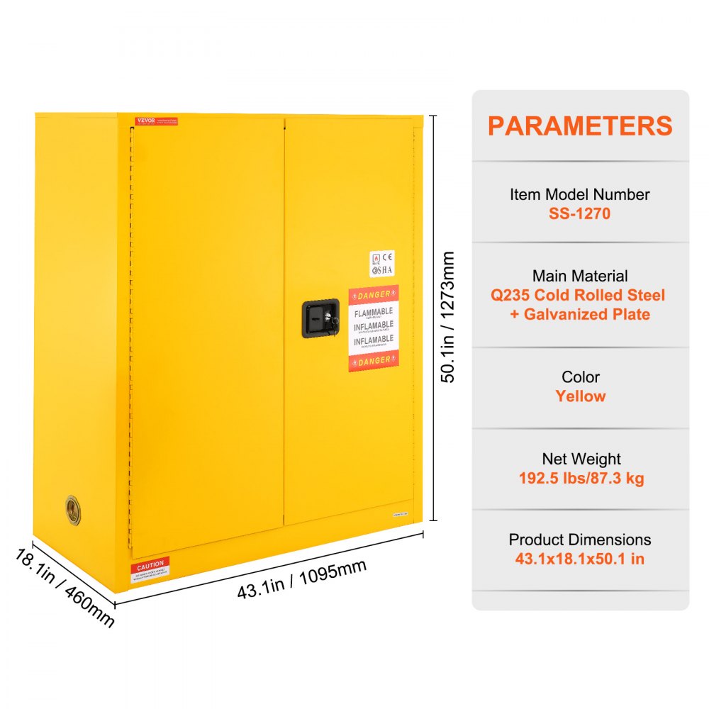 Cold-Rolled Steel Flammable Storage Cabinet, Fireproof storage