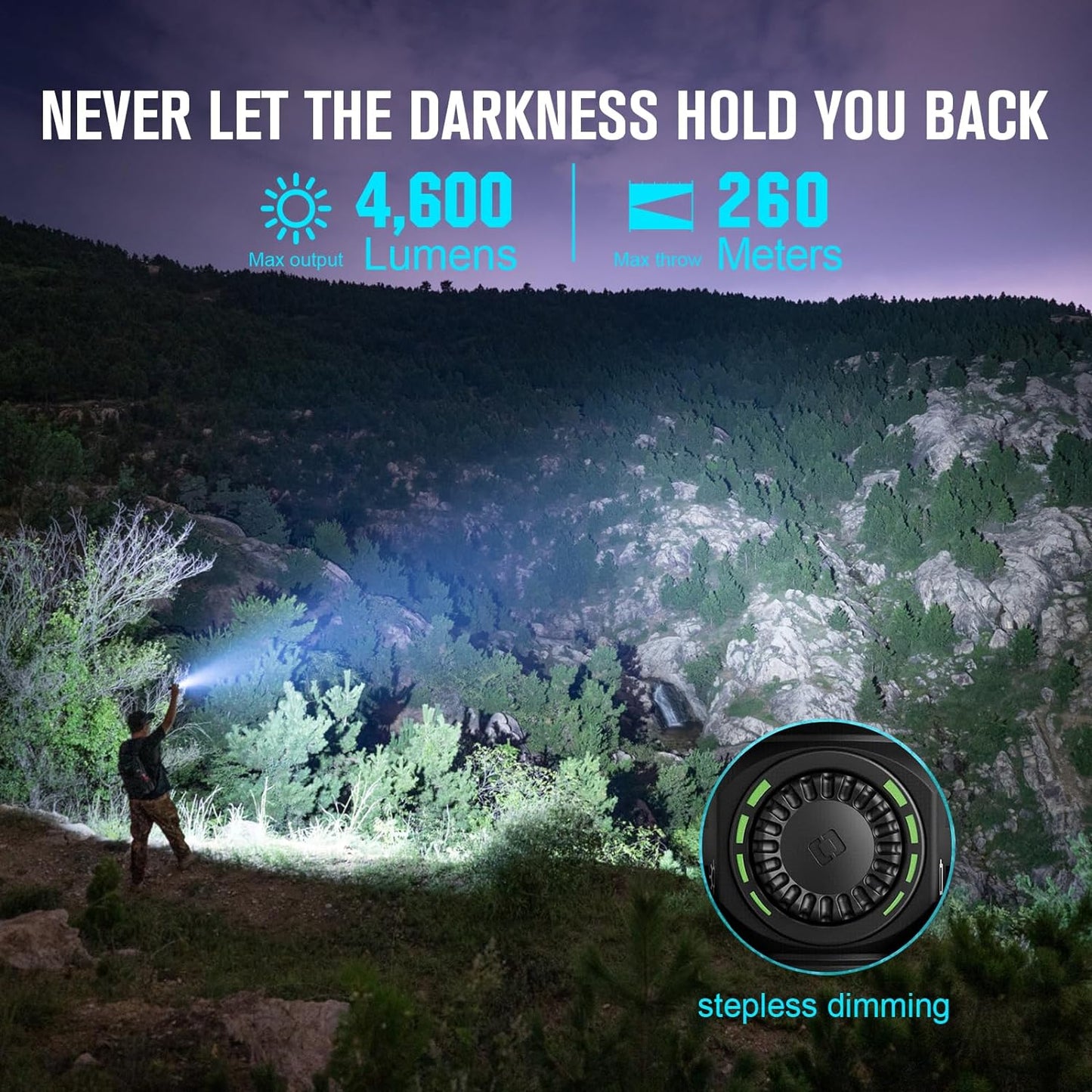 OLIGHT Seeker 4 Pro Rechargeable Flashlights, 4600 Lumens High Powerful Bright Light with USB C Holster, Waterproof IPX8 for Emergencies, Camping, Searching
