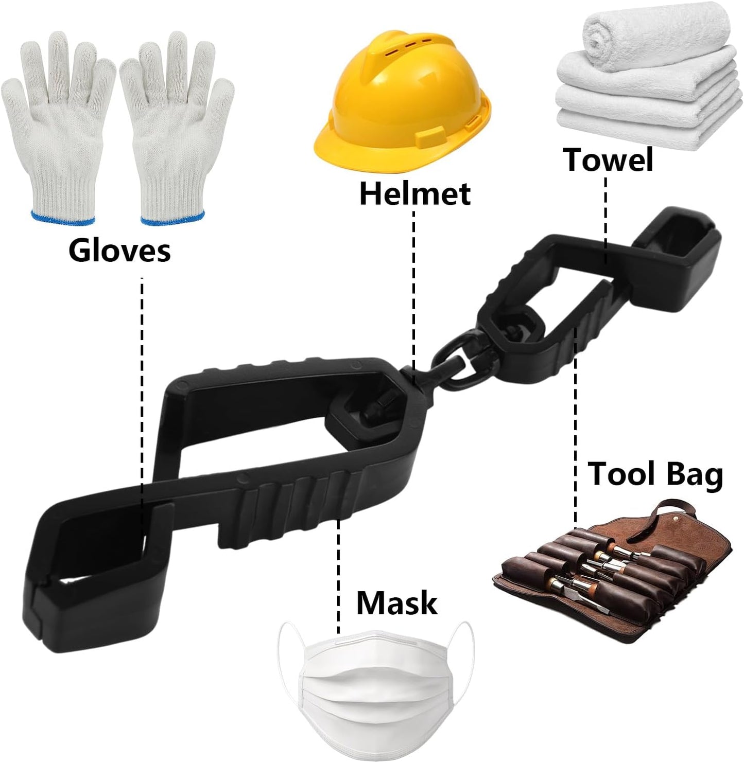 Work Glove Holders, Glove Holder Clip Work Safety Clip for Construction Guard Labor, Gloves Grabber Glove Keeper Belt Glasses Helmets Hanger Clamp Catcher, Black
