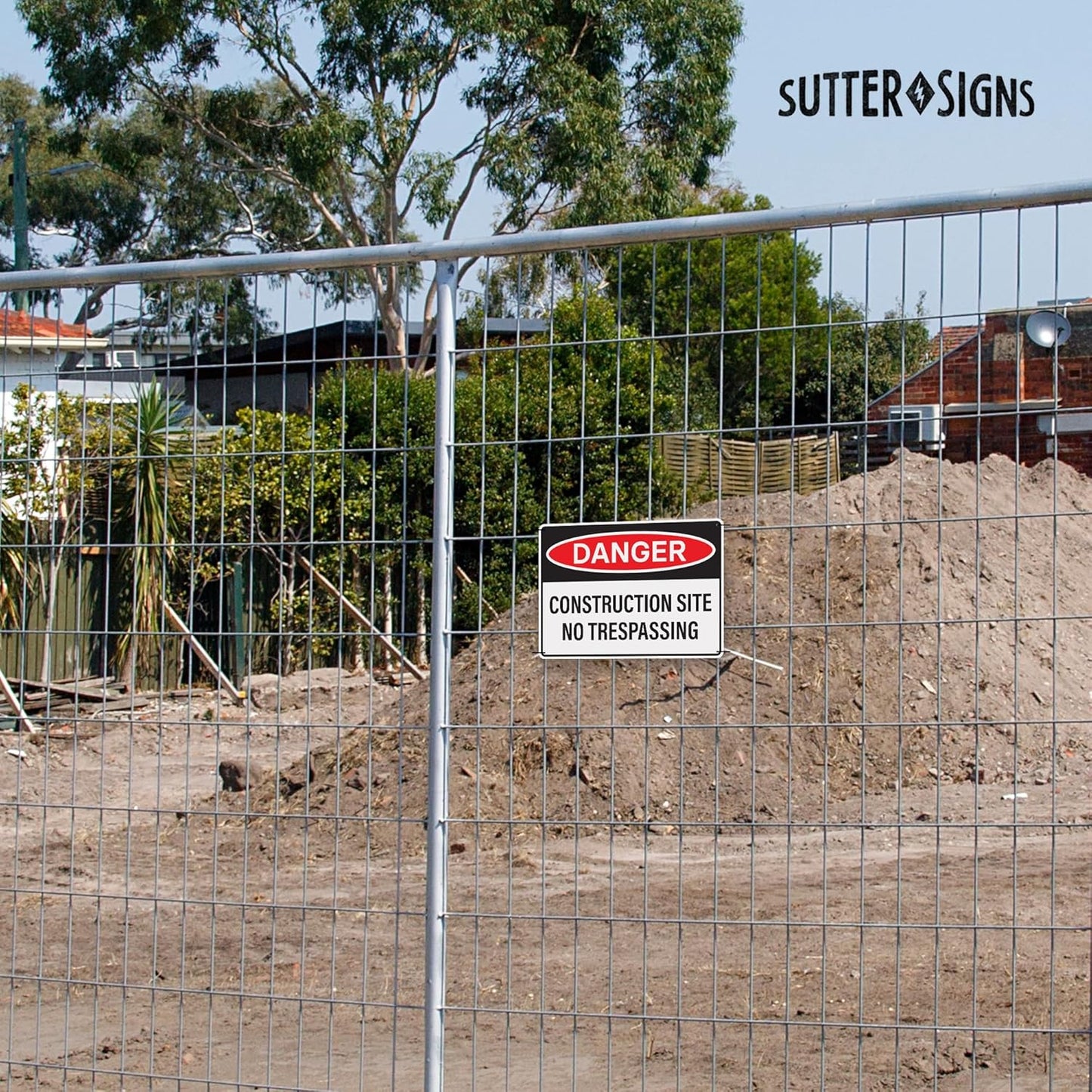 Danger Construction Site Sign 14x10 inch, Plastic Sign for Construction Site, Hazard Areas, No Trespassing, Waterproof Plastic