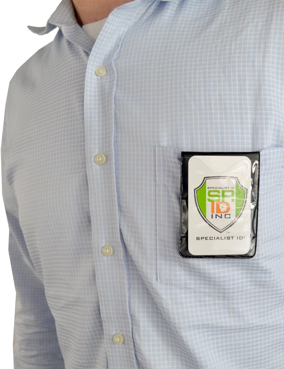 Heavy Duty Magnetic Badge Holders - Fold Over Shirt Pocket or Belt- Two Sided for Multiple ID Cards