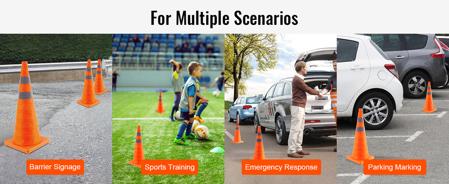 Safety Cones 4 pcs 28" Collapsible Traffic Cones with Reflective Collars