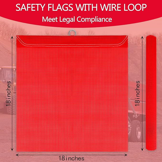 18 x 18 Inch Safety Flags with Wire Loop, Red Mesh Safety Flag Warning Flag for Trucks, Trailer Safety Flag