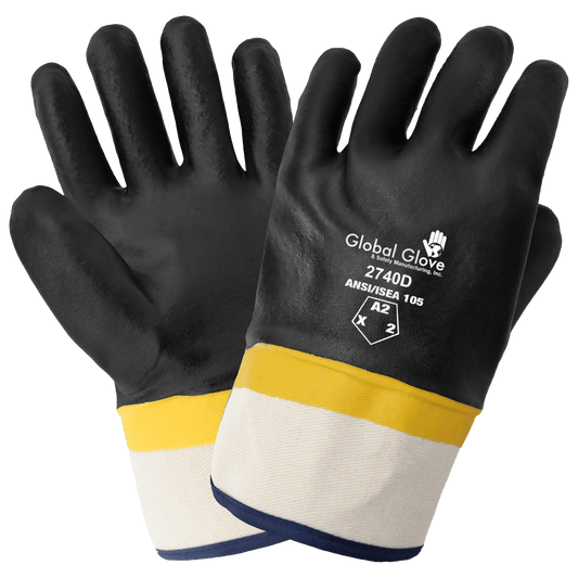 PVC Double-Dipped Chemical Handling Gloves with Jersey Shell - 2740D