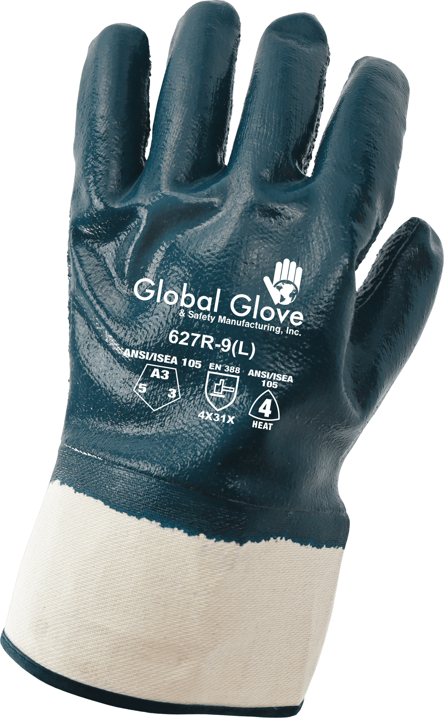 Premium Solid Nitrile Fully Coated Two-Piece Jersey Gloves with Rough Finish - 627R