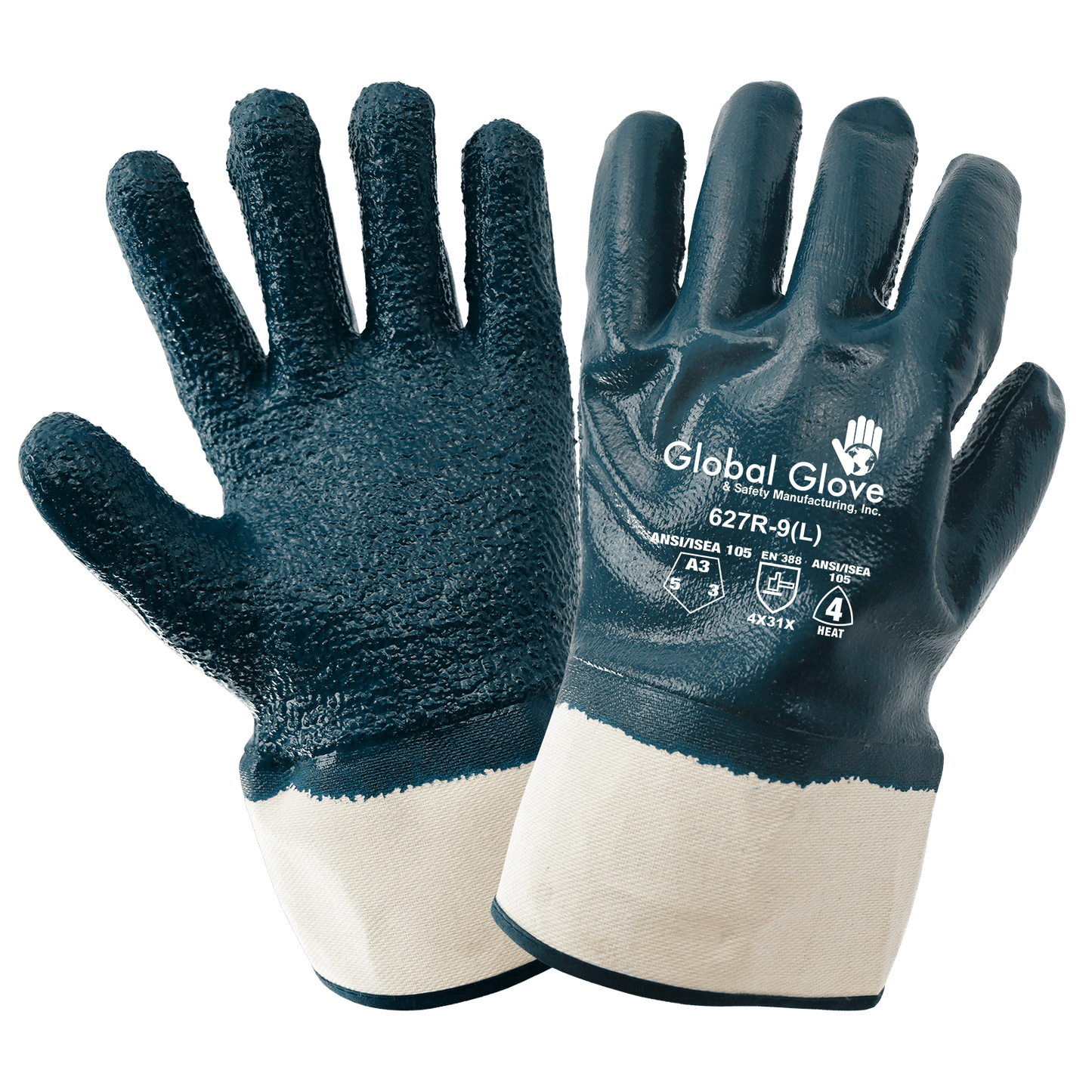 Premium Solid Nitrile Fully Coated Two-Piece Jersey Gloves with Rough Finish - 627R