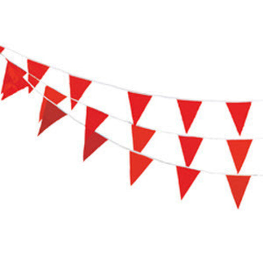 Red Warning Line Pennant Flags 9"x12x100"  - TS004