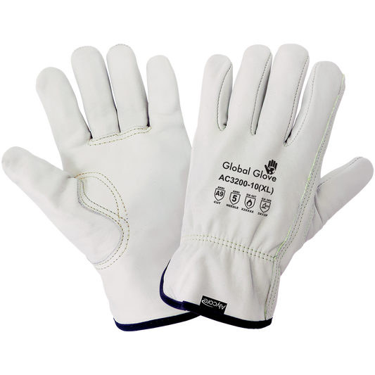 Cut and Hypodermic Needle Resistant Cowhide Leather Gloves with Alycore® and Aramid Fiber Reinforcements - AC3200