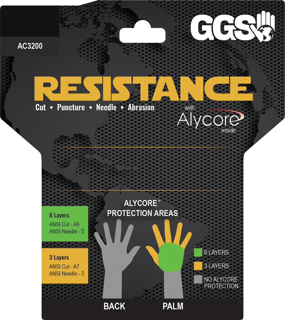 Cut and Hypodermic Needle Resistant Cowhide Leather Gloves with Alycore® and Aramid Fiber Reinforcements - AC3200