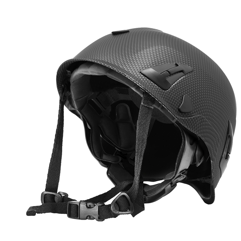 Bullhead Safety™ Head Protection - Matte Black Graphite Climbing Style Protective Helmet with Six-Point Ratchet Suspension and Four-Point Chin Strap - HH-CH1-CB
