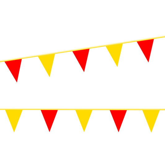 Multi Color Warning Line Pennant Flags 9"x12x100"   TS002