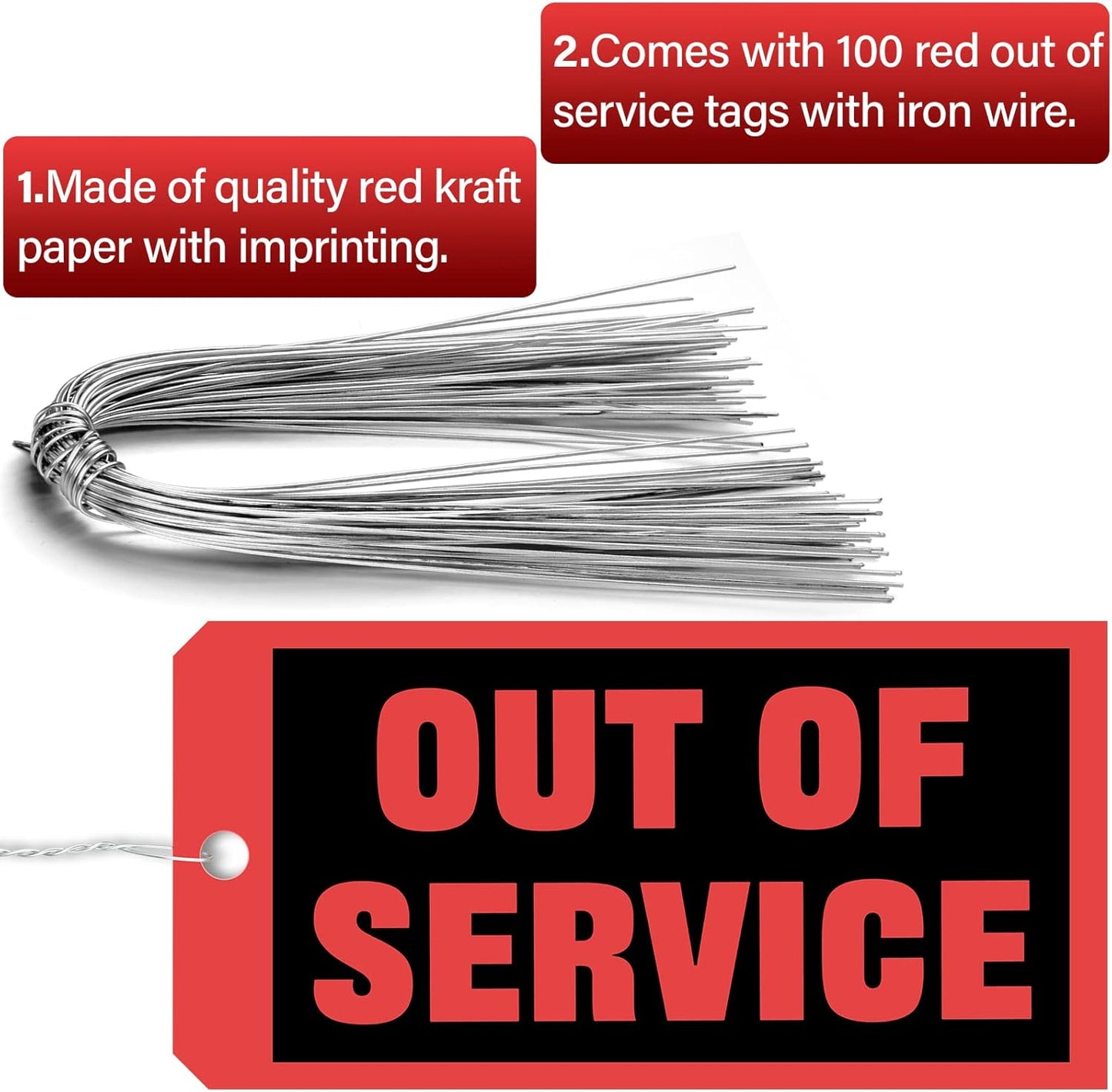 Out of Service Tags 6.22 x 3.15 Inches Maintenance Required Red Tags with 12 Inches Wires Attached for Machine Equipment Inspection Maintenance Pack of  20