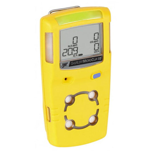 BW Technologies MCXL-XWHM-Y-NA GasAlertMicroClip XL 4 Gas Detector, CO, H2S, LEL and O2, Yellow