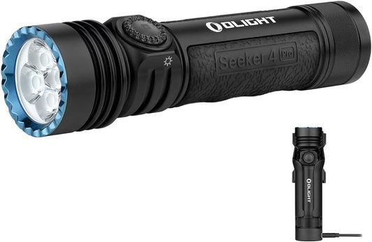 OLIGHT Seeker 4 Pro Rechargeable Flashlights, 4600 Lumens High Powerful Bright Light with USB C Holster, Waterproof IPX8 for Emergencies, Camping, Searching