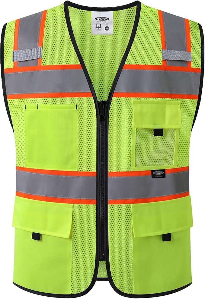 JK Safety Hi Vis Reflective Vest with Pockets High Visibility Meet ANSI Standard
