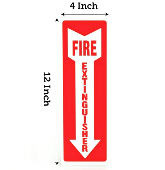 4"x 12"- 5 Mil Vinyl - Fire Extinguisher Sign for business with Arrow- Durable Self Adhesive, Weatherproof and UV Protected-Ideal for Office, Home and Outdoor places