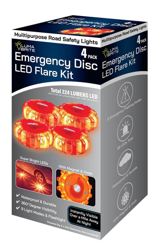 LUMABRITE Emergency Disc LED Flare - 4 Pack - TS085