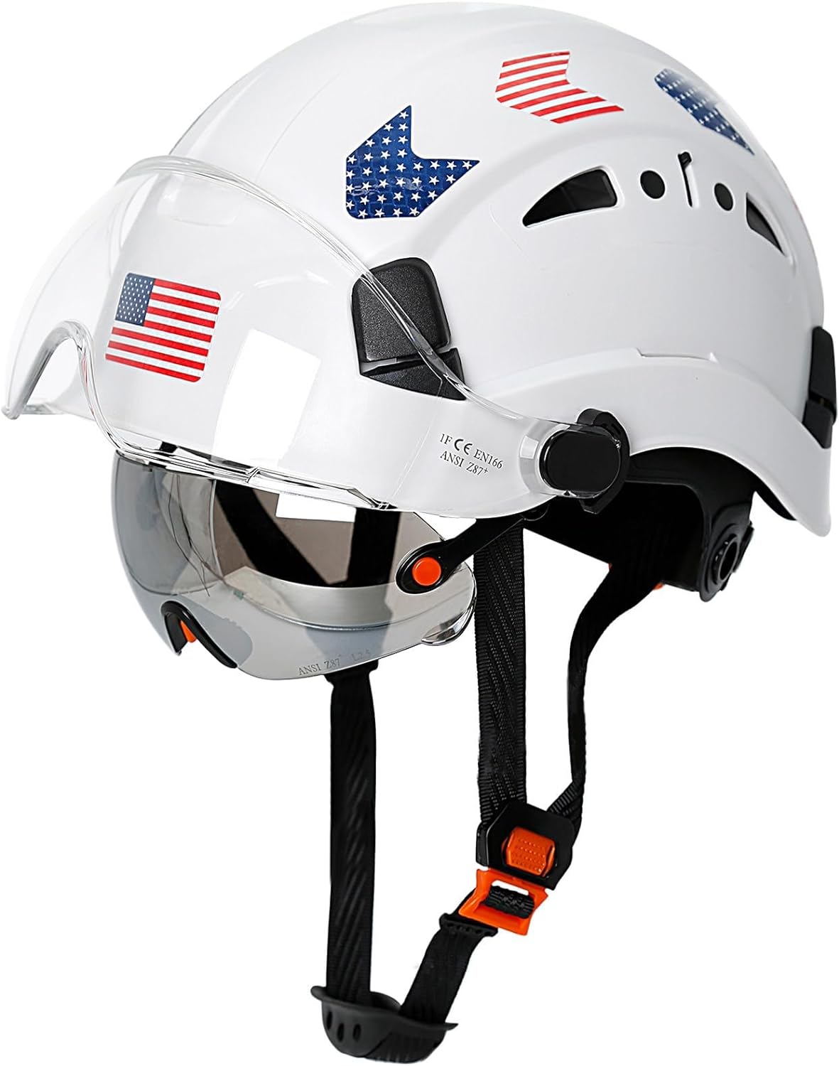 Safety Helmet With Bluetooth Earmuffs Double Visors Reflective Sticker -TS090