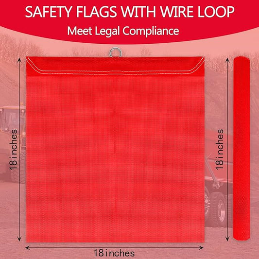 18 x 18 Inch Safety Flags with Wire Loop, Red Mesh Safety Flag Warning Flag for Trucks, Trailer Safety Flag