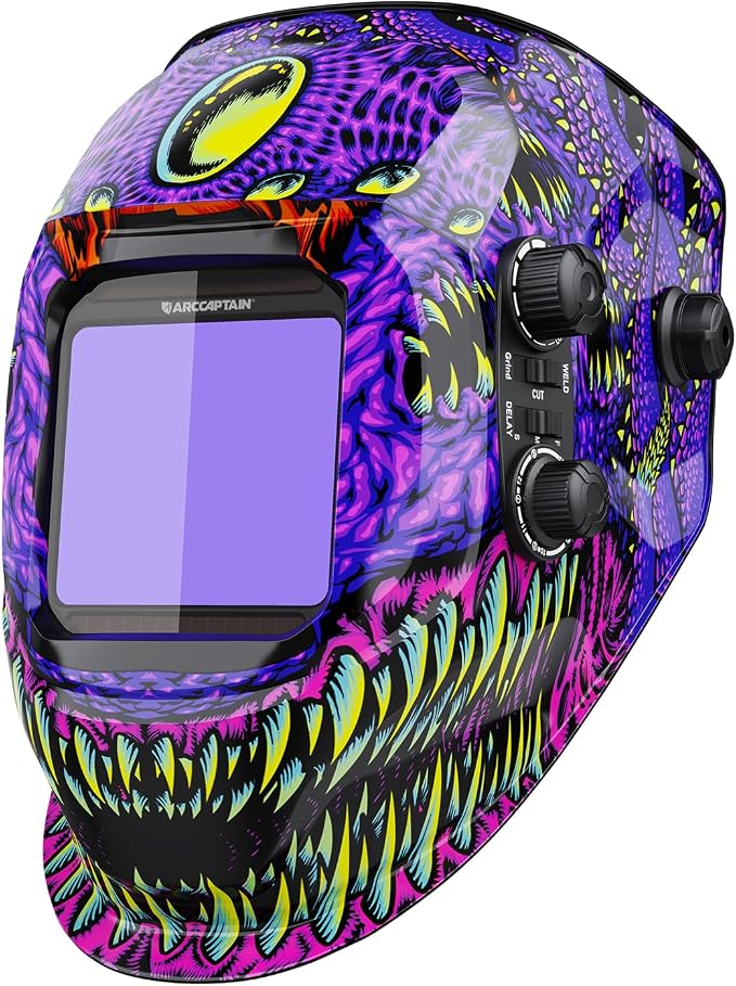 ARCCAPTAIN Auto Darkening Welding Helmet, 3.94"X3.66" Large Viewing Screen