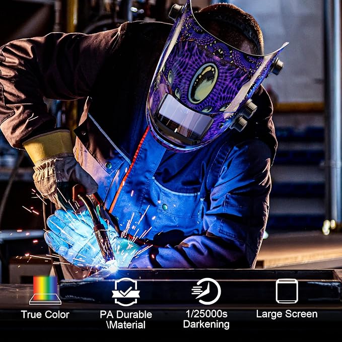 ARCCAPTAIN Auto Darkening Welding Helmet, 3.94"X3.66" Large Viewing Screen