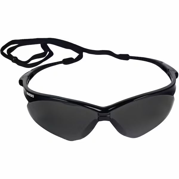V30 Nemesis Safety Glasses, Anti-Fog & Anti-Scratch, Wraparound, Black Frame, Smoke (Gray) Lens