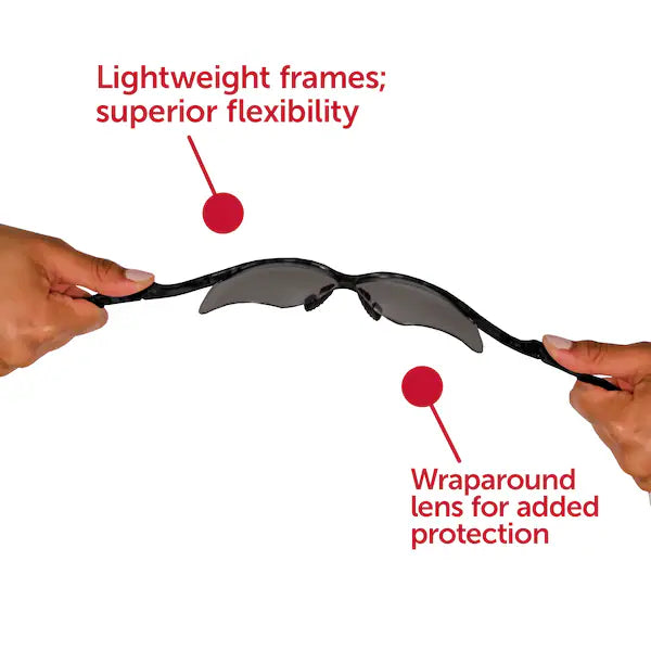 V30 Nemesis Safety Glasses, Anti-Fog & Anti-Scratch, Wraparound, Black Frame, Smoke (Gray) Lens