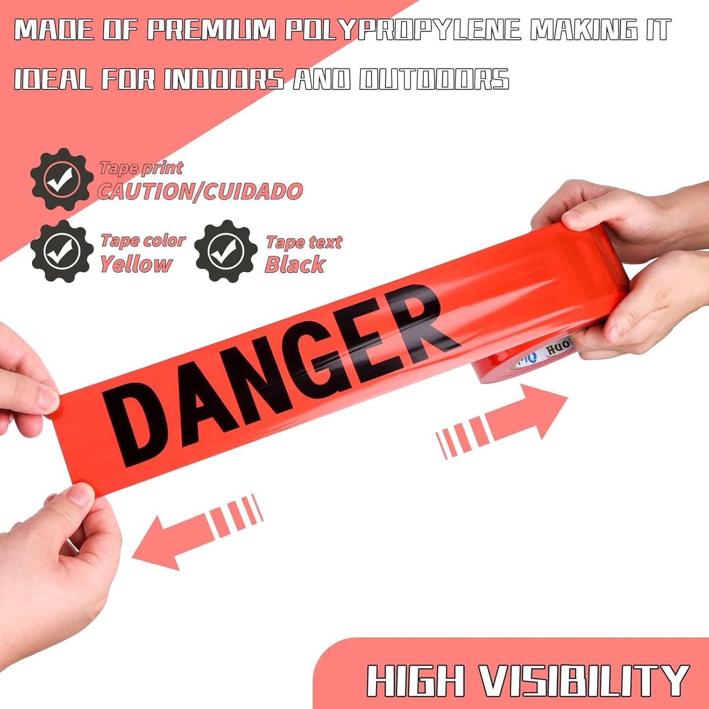 Red Danger Tape 1.5 mil 3 inch x 1000 feet